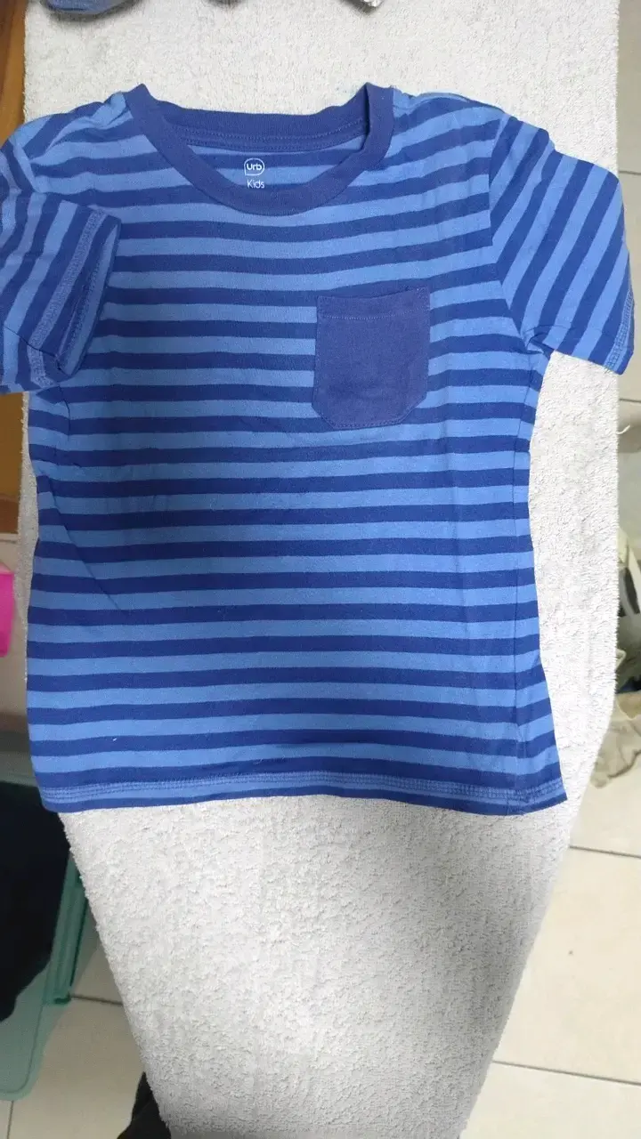 Polera a rayas azul para niños - 1