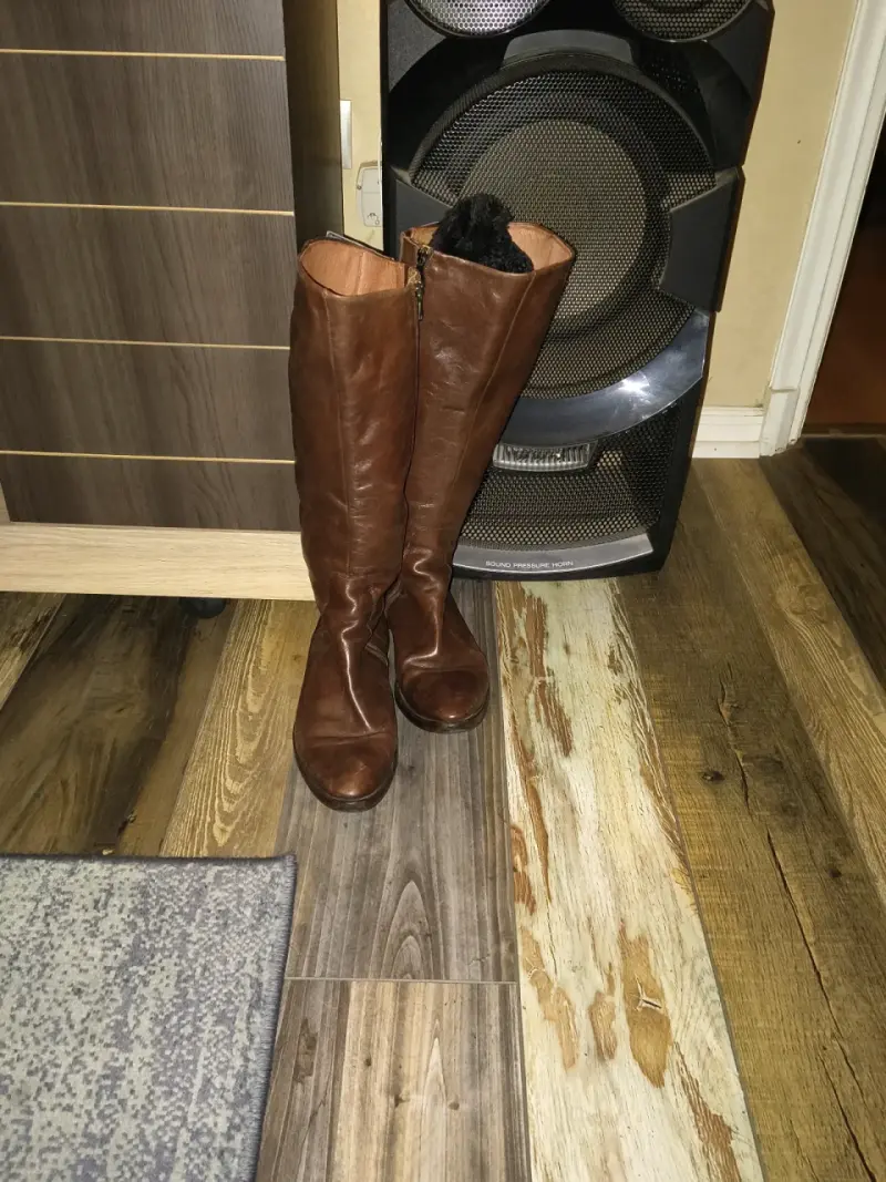 Botas largas de cuero marrón para mujer - 3