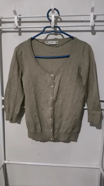 Cardigan beige de mujer Zara talla S - miniatura 1
