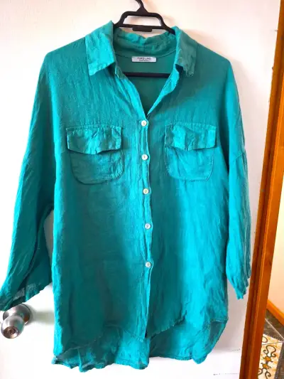 Blusa de lino Verde manzana Lino - miniatura 1