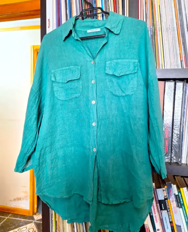 Blusa de lino Verde manzana Lino - 2