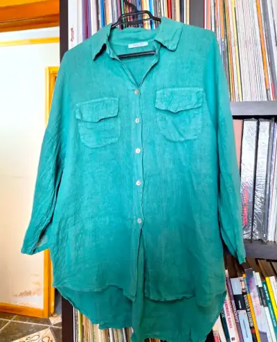Blusa de lino Verde manzana Lino - miniatura 2