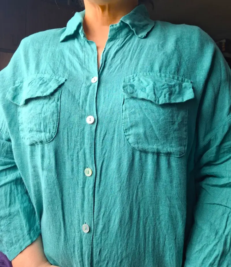 Blusa de lino Verde manzana Lino - 3