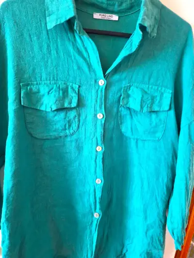 Blusa de lino Verde manzana Lino - miniatura 4