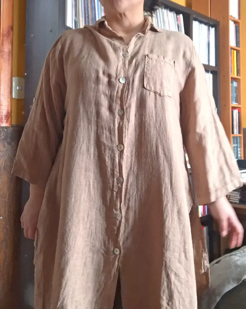 Vestido camisero de Lino marrón - 3