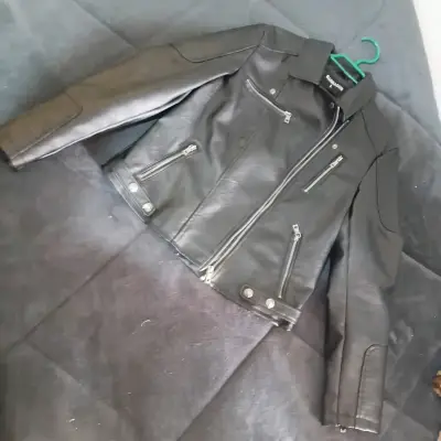 Chaqueta de cuero negra Barbados para mujer - miniatura 1