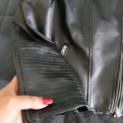 Chaqueta de cuero negra Barbados para mujer - miniatura 5