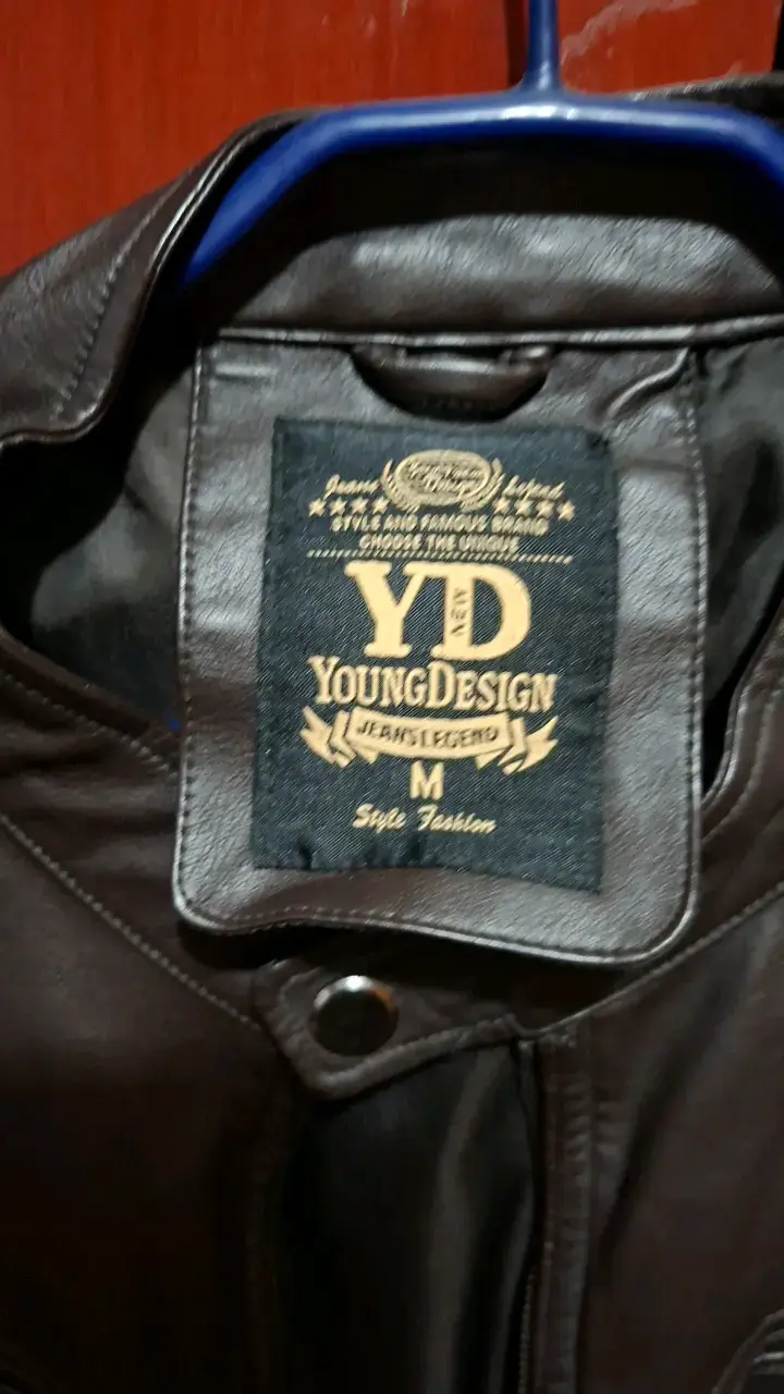 Chaqueta de cuero marrón para hombre talla M - 2