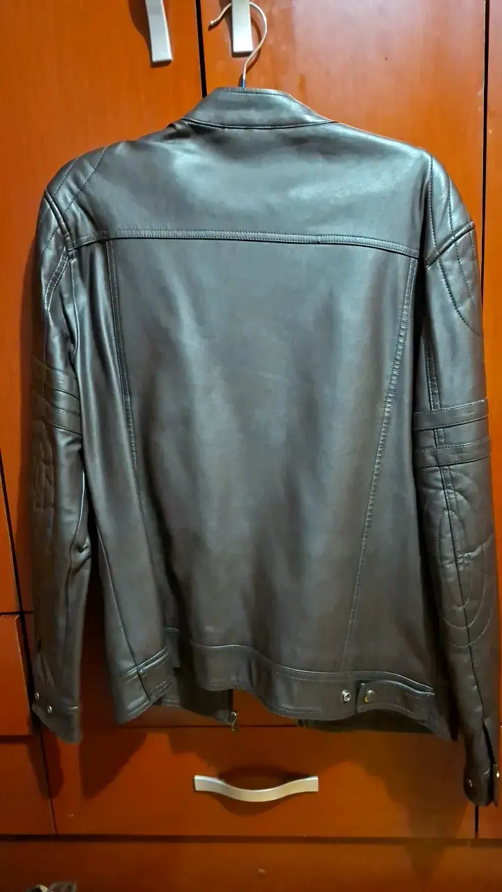 Chaqueta de cuero marrón para hombre talla M - 3