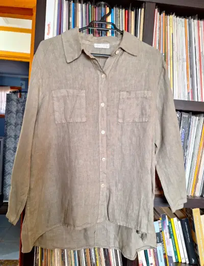 Blusa de Lino gris Taupe - miniatura 1