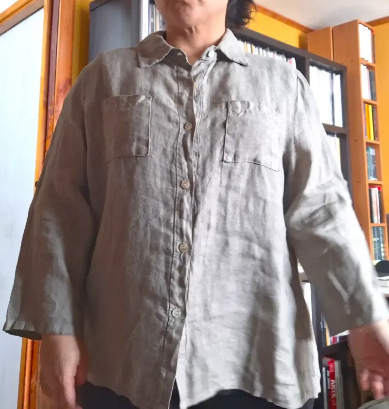 Blusa de Lino gris Taupe - 4