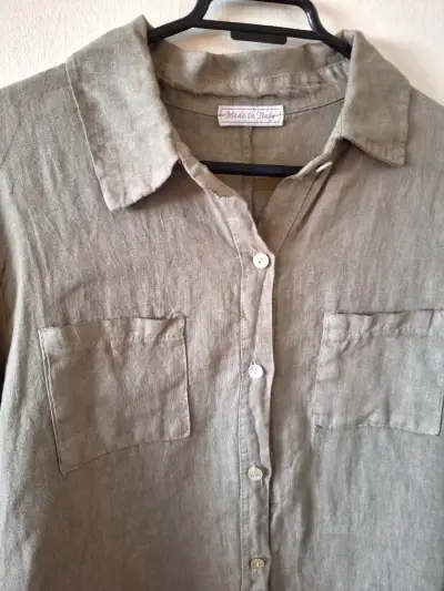 Blusa de Lino gris Taupe - miniatura 5