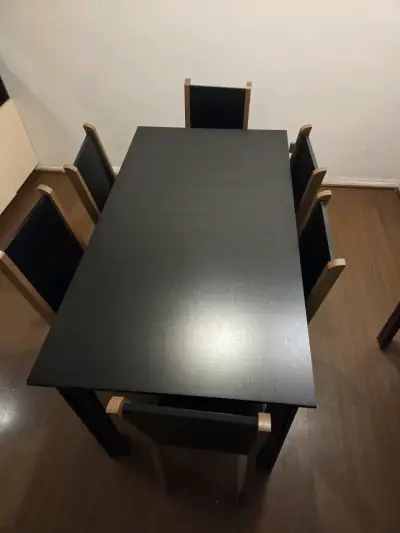 Juego de comedor negro con 6 sillas - miniatura 6