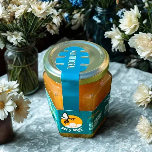 Miel Multiflora Sol y Miel en Frasco Hexagonal