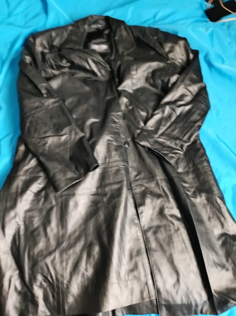 Abrigo Largo de Cuero Negro para Hombre