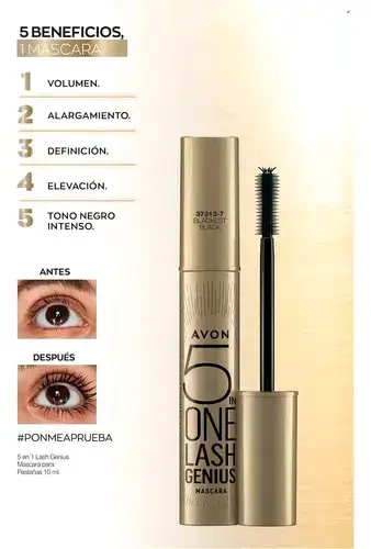 Máscara de Pestañas Avon 5 en 1 Lash Genius - 1