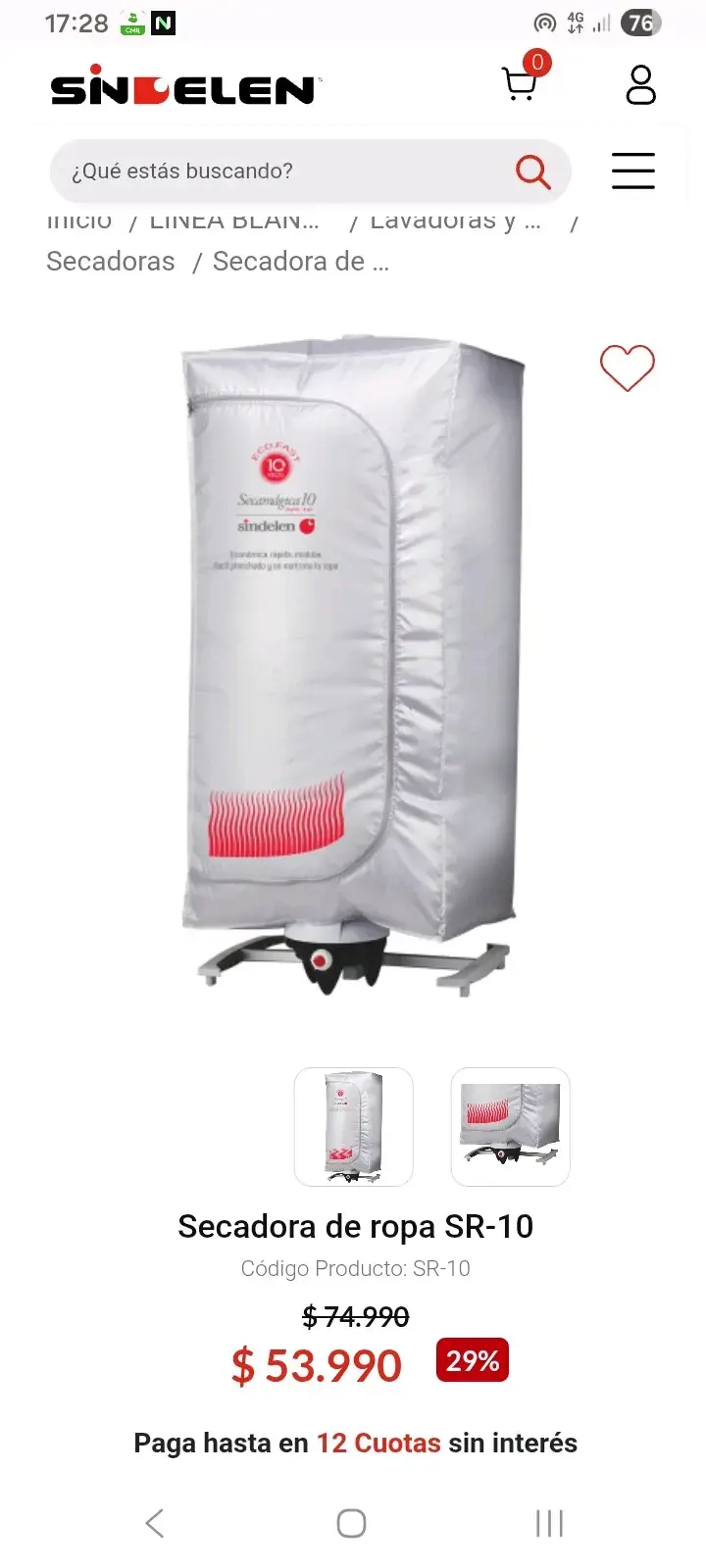 Secadora de Ropa Sindelen SR-10 Ecofast