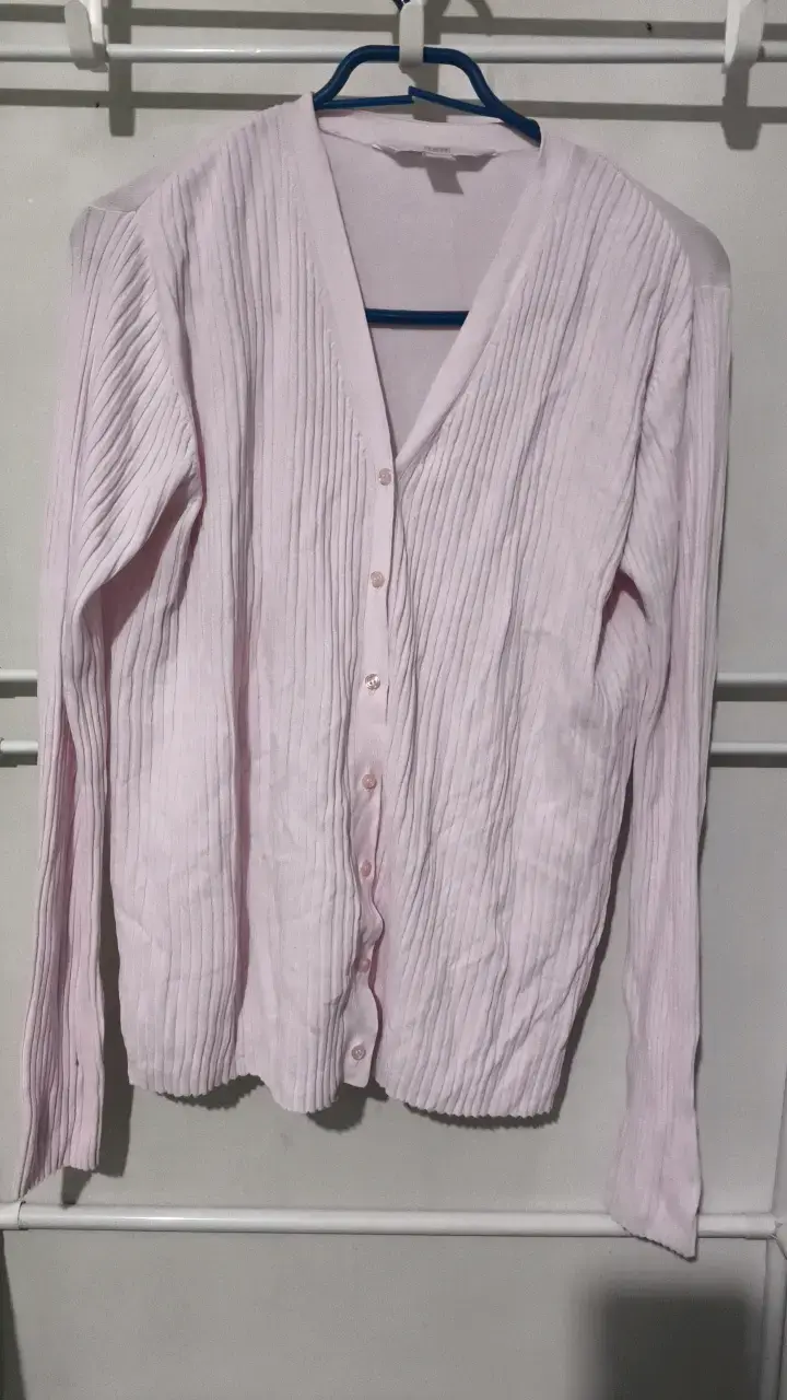 Cardigan de punto rosa claro para mujer - 1
