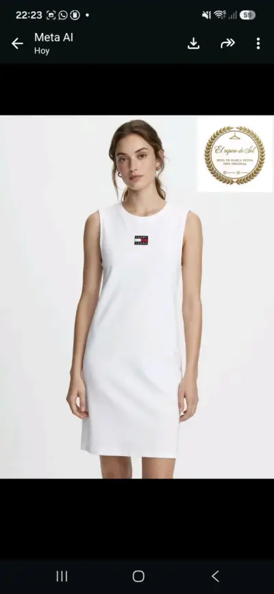 Vestido sin mangas blanco Tommy Jeans - miniatura 2