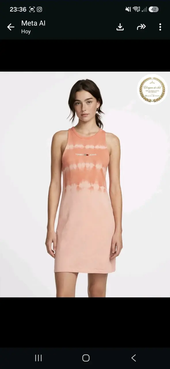 Vestido sin mangas Tommy Jeans tie-dye naranja - 2