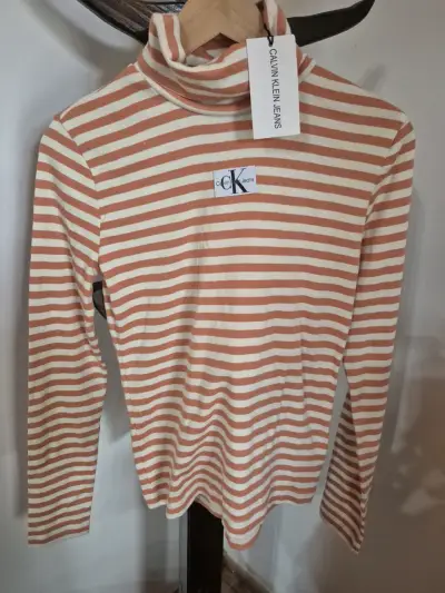 Polera de rayas cuello alto Calvin Klein - miniatura 1