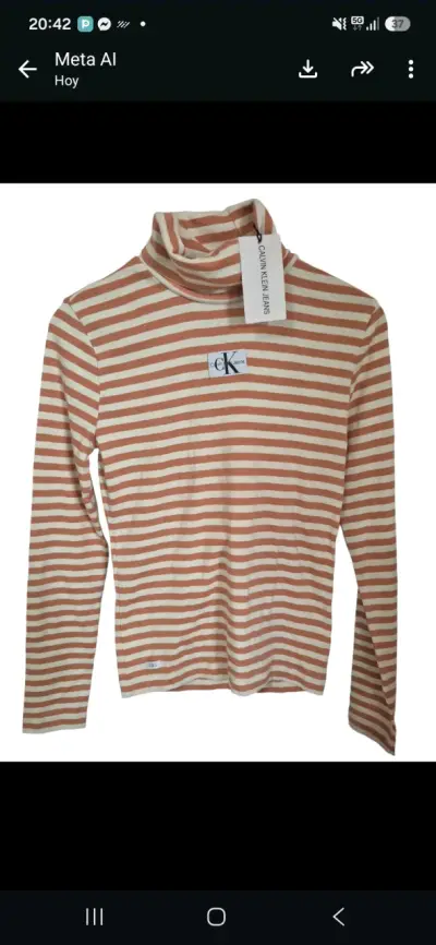 Polera de rayas cuello alto Calvin Klein - miniatura 2
