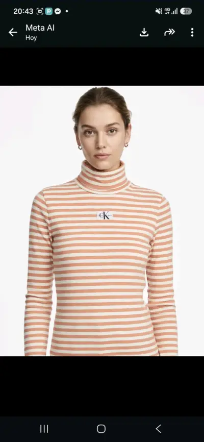 Polera de rayas cuello alto Calvin Klein - miniatura 3