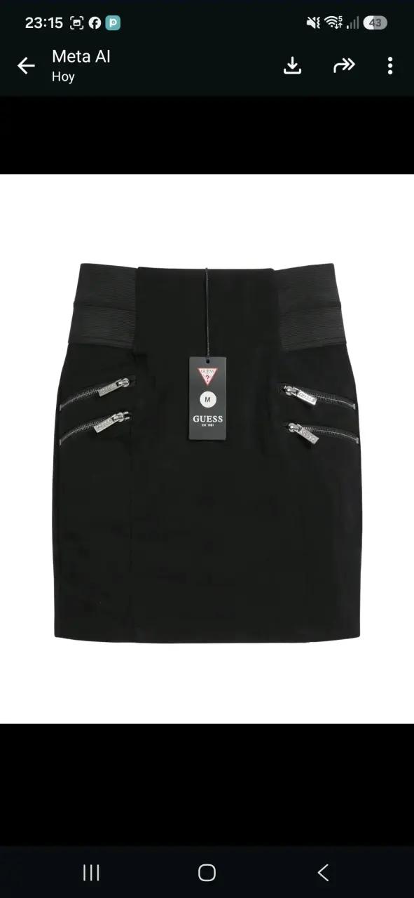 Falda corta negra Guess con cierres decorativos - 1