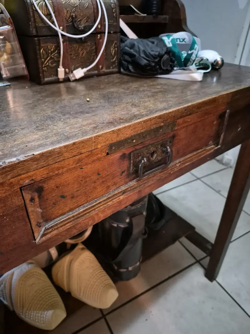Tocador de madera con espejo vintage - 4