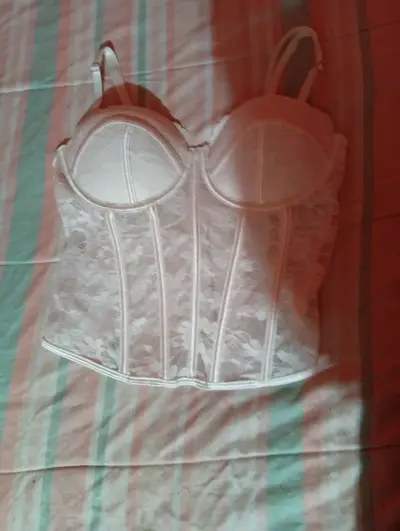 Corset de encaje blanco para mujer - miniatura 1