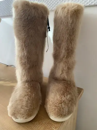 Botas de piel sintética beige Zara número 38y medi - miniatura 1