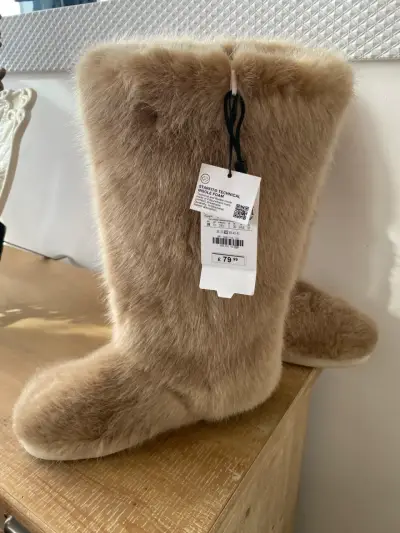 Botas de piel sintética beige Zara número 38y medi - miniatura 2