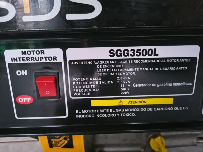Generador de Gasolina SDS SGG3500L 2.8kVA - 2