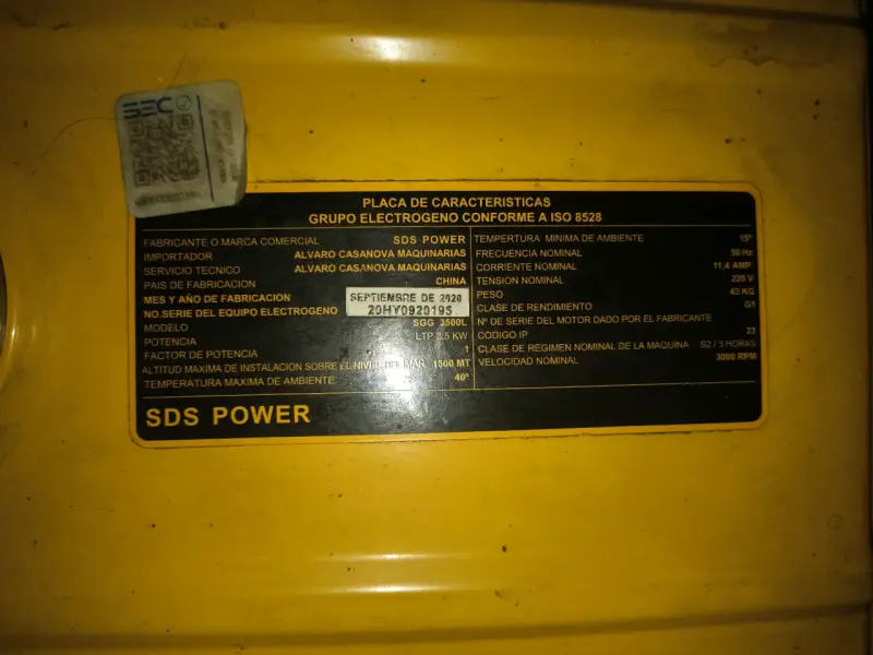 Generador de Gasolina SDS SGG3500L 2.8kVA - 4