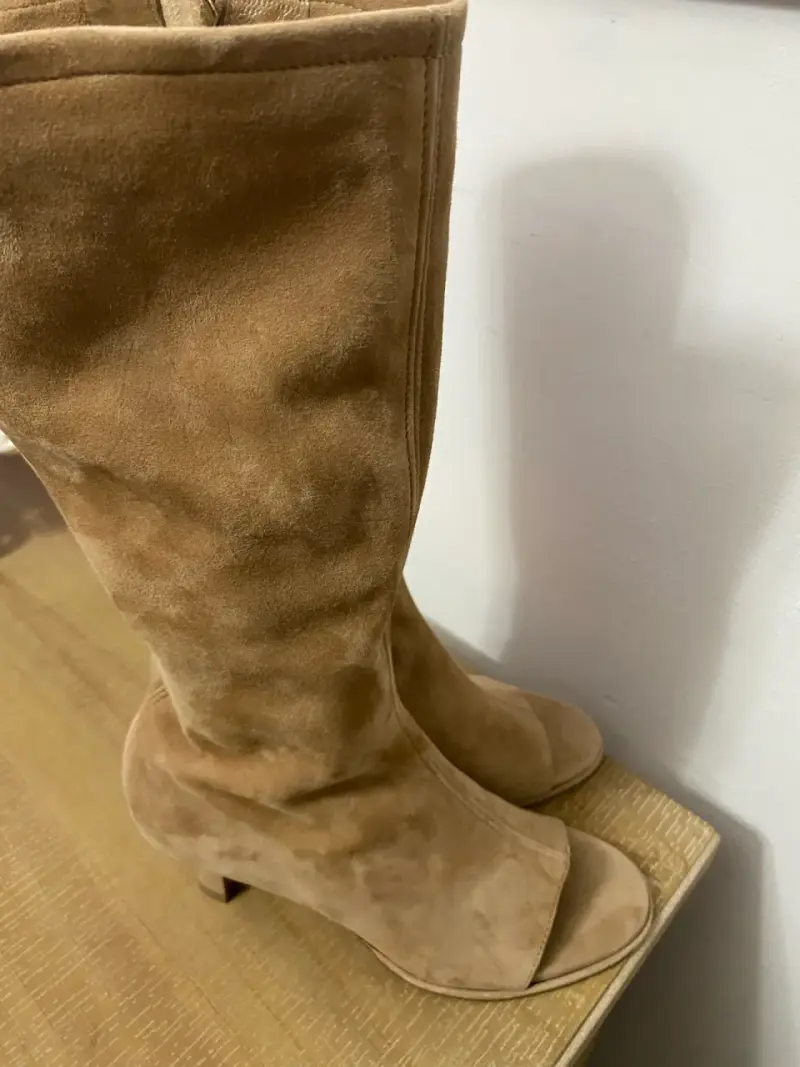 Botas de gamuza beige Zara con tacón - 4