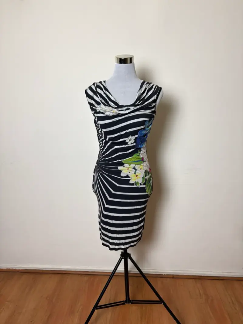 Vestido Desigual original XS rayas y flores - 2