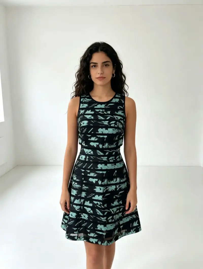 Vestido Coast floral negro y verde agua UK 8 - 1