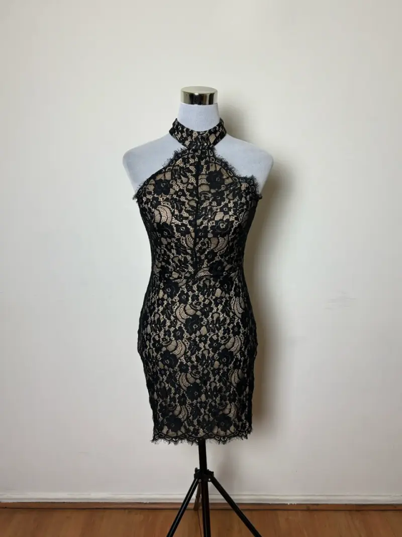 Vestido de fiesta New Look encaje negro y nude - 2