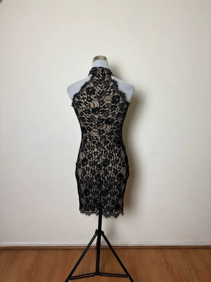 Vestido de fiesta New Look encaje negro y nude - 3