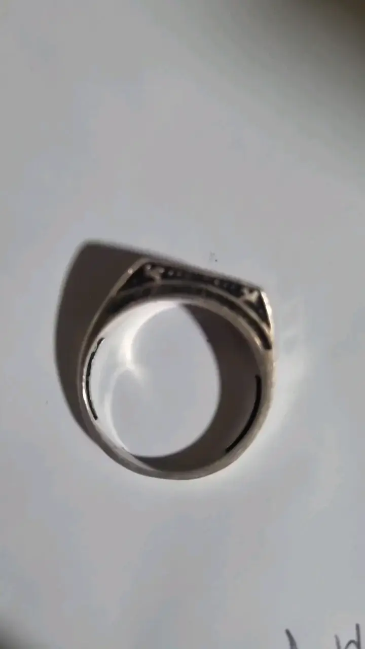 Anillo de acero inoxidable con diseño geométrico - 6