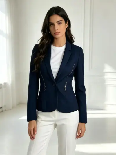 Blazer iO azul marino entallado talla 36 - miniatura 1