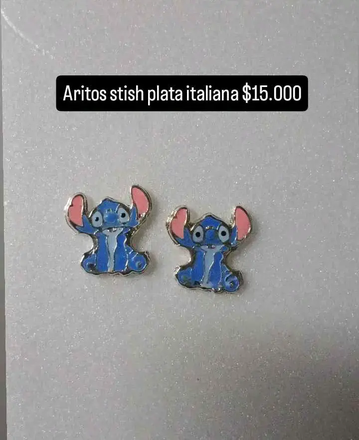 Aros de plata italiana con diseño de personaje - 3
