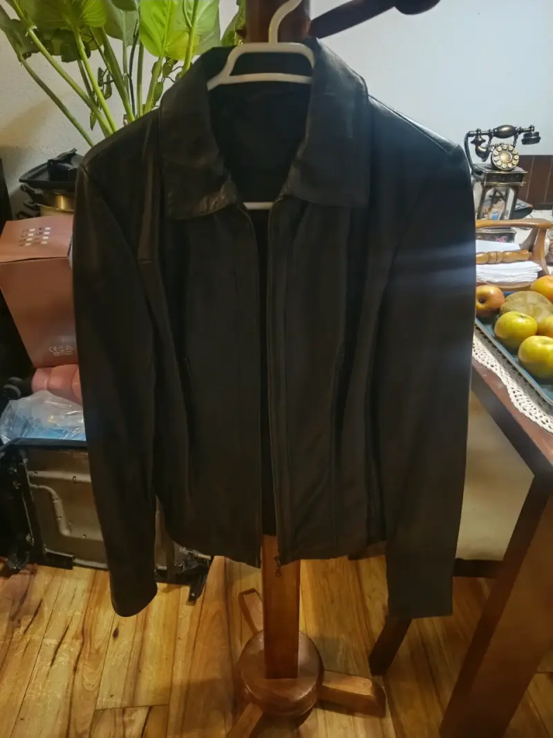 Chaqueta de cuero negra para hombre talla S - 1