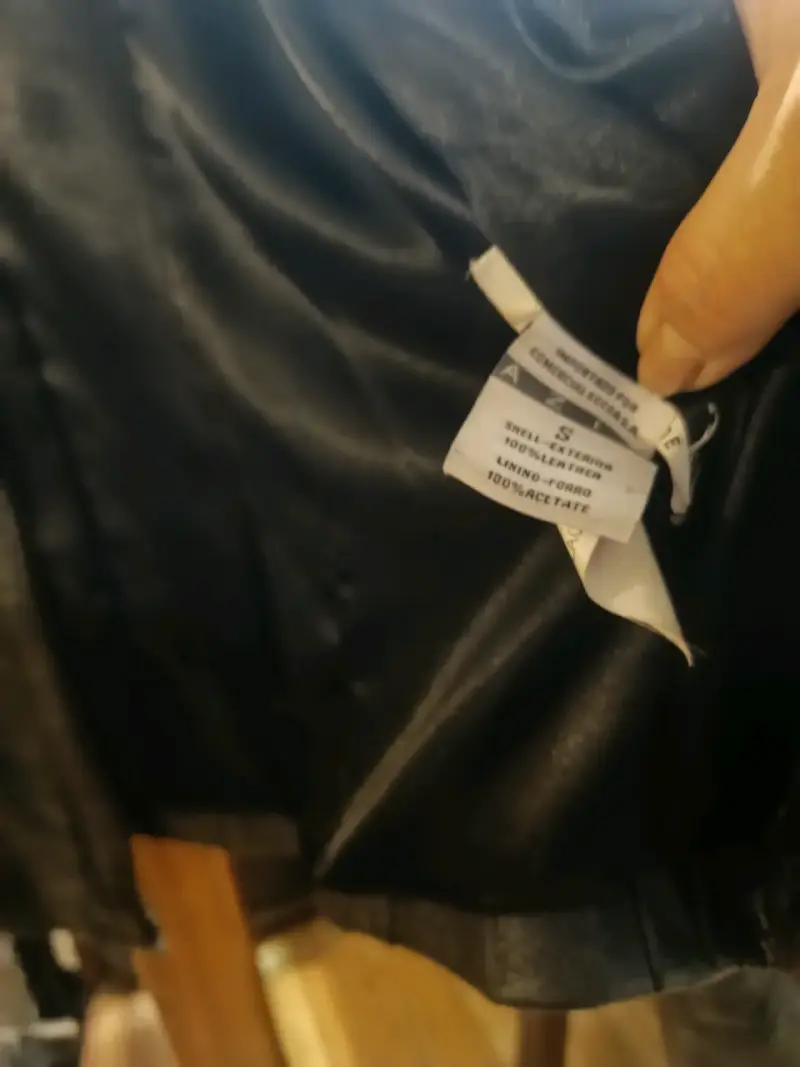 Chaqueta de cuero negra para hombre talla S - 2
