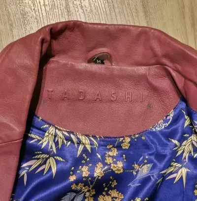 Chaqueta de cuero Tadashi color burdeos - miniatura 3
