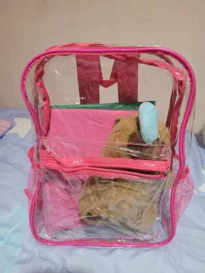 Mochila transparente rosa para niños - miniatura 2