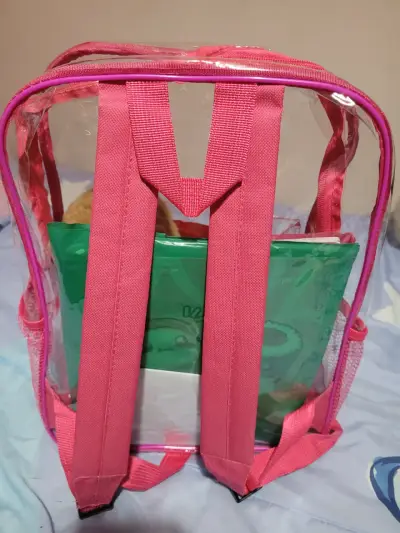 Mochila transparente rosa para niños - miniatura 3