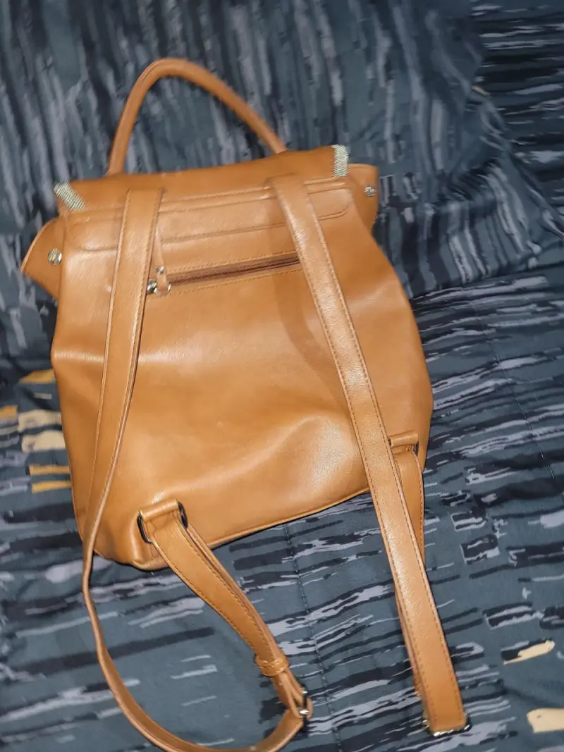 Mochila de cuero marrón Secret con cierre - 2