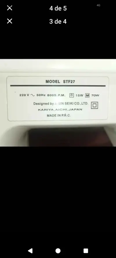 Máquina de Coser Aisin Seiki Modelo STF27 - miniatura 4