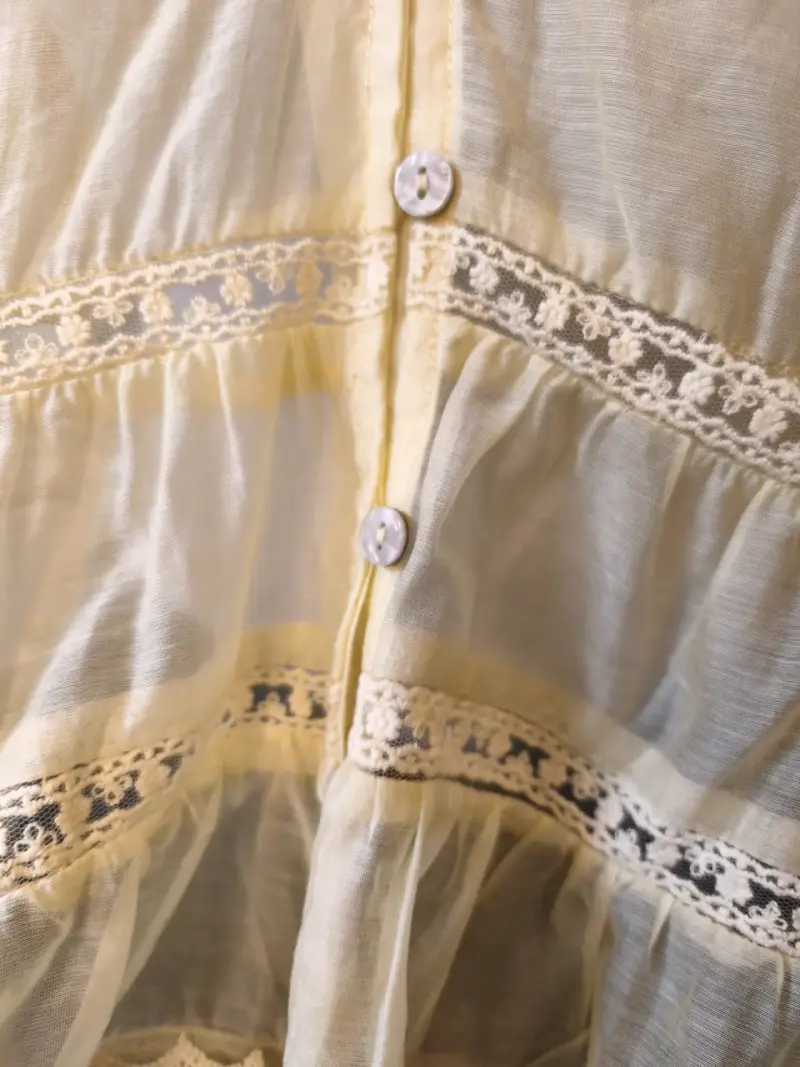 Blusa amarilla con volantes talla L - 5